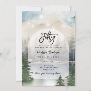 Winter Forest Lake 50ste verjaardagsfeestje Kaart