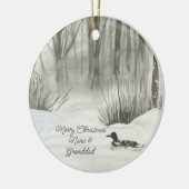 Winter Forest Lake Waterverf Persoonlijke foto Keramisch Ornament (Links)