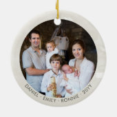 Winter Forest Lake Waterverf Persoonlijke foto Keramisch Ornament (Achterkant)