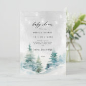 Winter Forest Lantaarns baby shower uitnodiging (Staand voorkant)