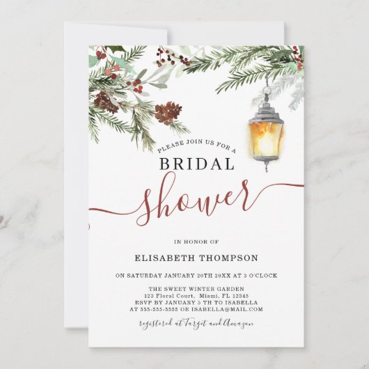 Winter Forest Lantern Bridal Shower Kaart (Voorkant)