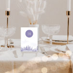 Winter Forest Lavender Waterverf Schilderachtig be Kaart<br><div class="desc">De bruidstaartnummerkaart van de winter met schilderachtig waterverf ontwerp in shades van lavender en grijs. De sneeuwscène kenmerkt een romantisch bergboslandschap met pijnbomen. Het lijstaantal is editable en getoond op beide kanten. Als je producten wilt vergelijken,  surf dan naar mijn collectie in het winterbos.</div>