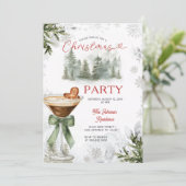 Winter Forest Martini Christmas Party Invite Kaart (Staand voorkant)