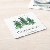 Winter Forest Merry kerst Company Kartonnen Onderzetters (Schuin)