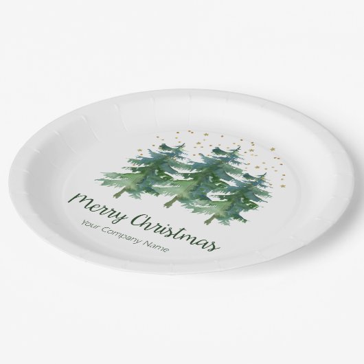 Winter Forest Merry kerst Company Papieren Bordje (Gekanteld)