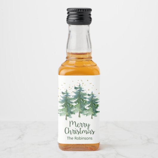Winter Forest Merry Kerstliquor Bottle Label Likeurfles Etiket (Voorkant)