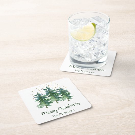 Winter Forest Merry-kerstvierkant Onderzetter (Insitu)