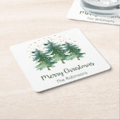 Winter Forest Merry-kerstvierkant Onderzetter (Schuin)