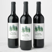 Winter Forest Merry Kerstwijn Label Wijn Etiket (Flessen)