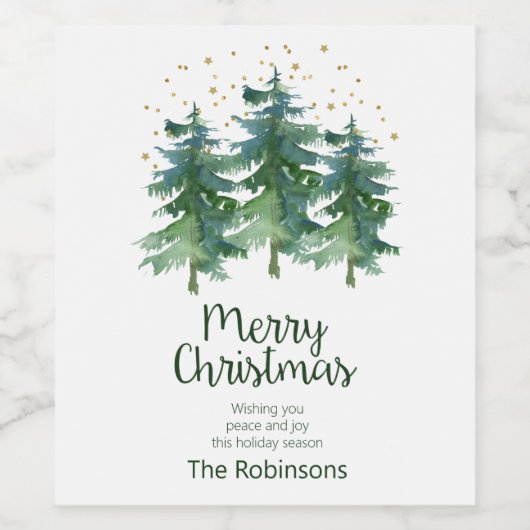 Winter Forest Merry Kerstwijn Label Wijn Etiket (Enkel label)