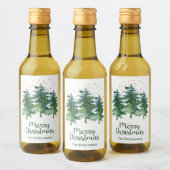 Winter Forest Merry Kerstwijn Label Wijn Etiket (Flessen)