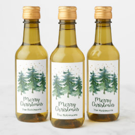 Winter Forest Merry Kerstwijn Label Wijn Etiket