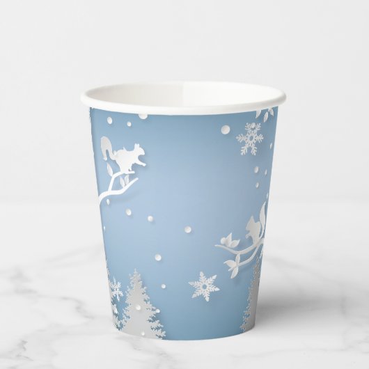 Winter Forest met Squirrels Papercut Coffee Mok Papieren Bekers (Links)