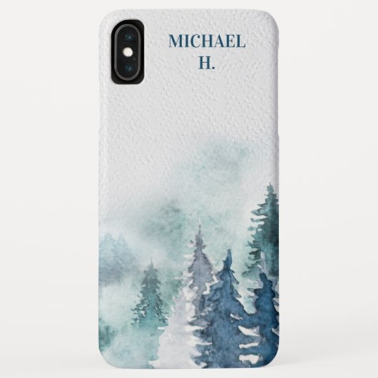 Winter Forest Moody Waterverf gepersonaliseerd Case-Mate iPhone Case (Achterkant)