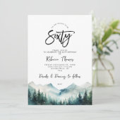 Winter Forest Mountain 60e verjaardag uitnodiging (Staand voorkant)