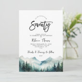 Winter Forest Mountain 70e verjaardag uitnodiging (Staand voorkant)