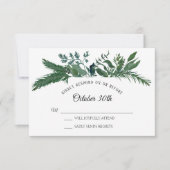 Winter Forest Mountain Foliage Leaf RSVP Weddensch Kaart (Voorkant)