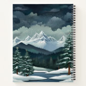 Winter Forest Mountain Scene Personaliseerbaar Notitieboek (Achterkant)