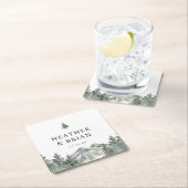 Winter Forest Mountain Wedding Bar Kartonnen Onderzetters (Insitu)