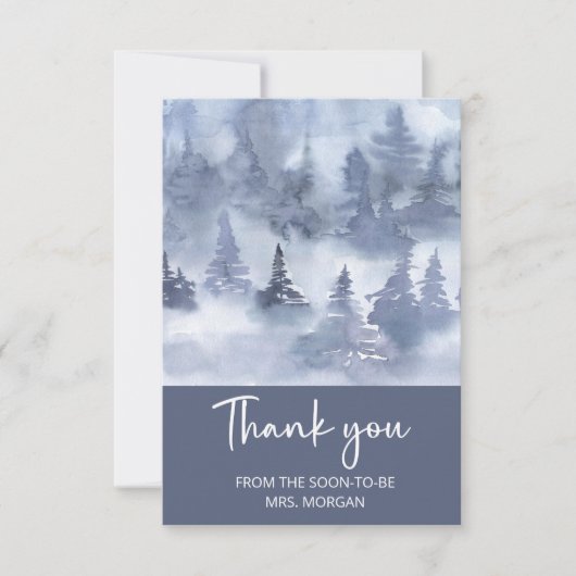 Winter Forest Navy Blue Vrijgezellenfeest dank u Kaart (Voorkant)