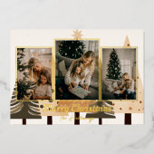 Winter Forest Neutral 3 Foto Folie Vakantie Kaart (Voorkant)