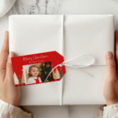 Winter Forest Neutral Landschap Foto Kerstmis Cadeaulabel