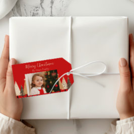 Winter Forest Neutral Landschap Foto Kerstmis Cadeaulabel