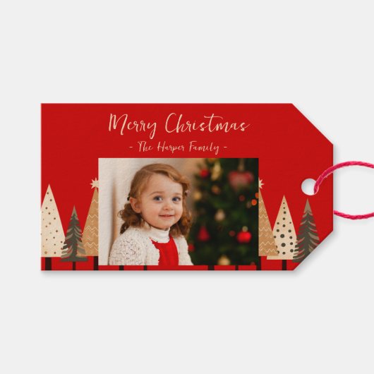 Winter Forest Neutral Landschap Foto Kerstmis Cadeaulabel (Voorkant (Horizontaal))