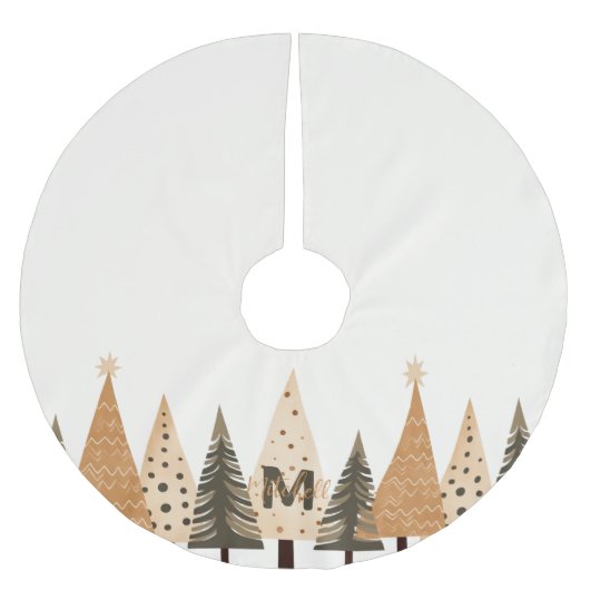 Winter Forest Neutral Monogram Kerstboom Rok (Voorkant)
