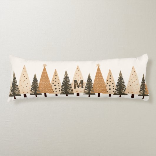 Winter Forest Neutral Monogram Lichaamskussen (Voorkant)