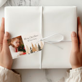 Winter Forest Neutral Portrait Foto van Kerstmis Cadeaulabel