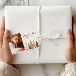 Winter Forest Neutral Portrait Foto van Kerstmis Cadeaulabel