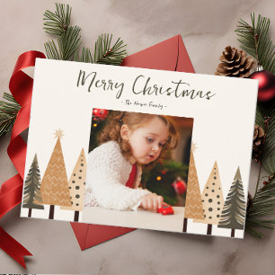 Winter Forest Neutral Portrait Foto van Kerstmis Feestdagenkaart