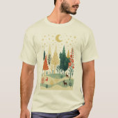 Winter Forest Night Men’s T-Shirt | Peaceful Moon  (Voorkant)