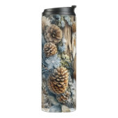 Winter Forest Nuthatch Songbird Waterverf Tumbler Thermosbeker (Gedraaid links)
