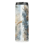 Winter Forest Nuthatch Songbird Waterverf Tumbler Thermosbeker (Achterkant)