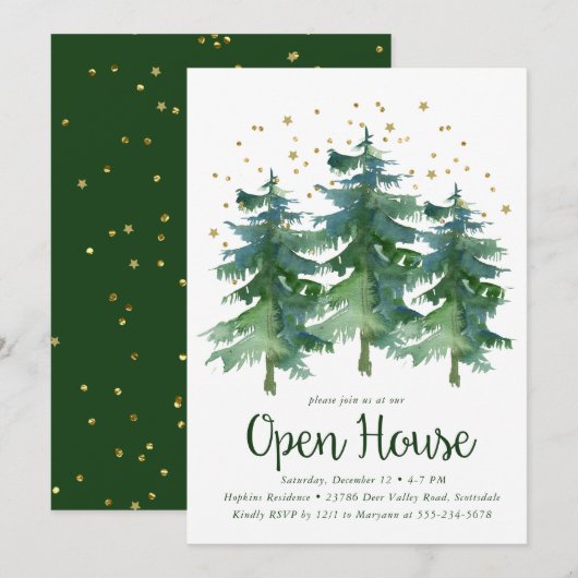 Winter Forest Open House kerstfeest Kaart (Voorkant / Achterkant)