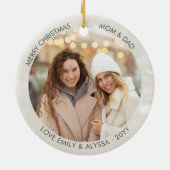 Winter Forest Owl Waterverf Persoonlijke foto Keramisch Ornament (Achterkant)