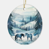 Winter Forest Paarden Ruitersport Monogram Keramisch Ornament (Links)