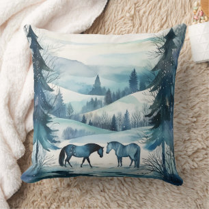 Winter Forest Paarden Ruitersport Monogram Kussen