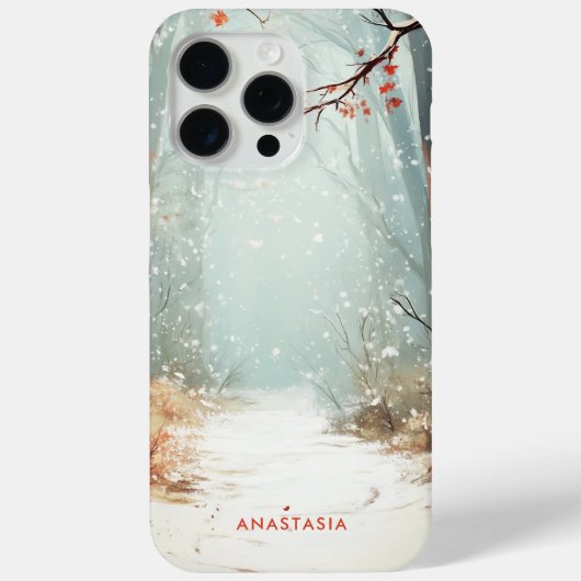 Winter Forest Painting, aangepaste naam Case-Mate iPhone Case (Achterkant)