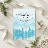 Winter Forest Pine Mountain Wedding Modern Bedankkaart
