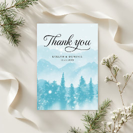 Winter Forest Pine Mountain Wedding Modern Bedankkaart