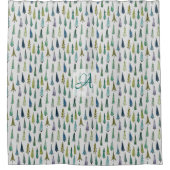 Winter Forest Pine Pattern Monogrammed Decor Douchegordijn (Voorkant)
