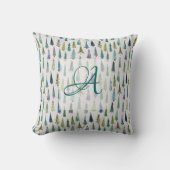 Winter Forest Pine Pattern Monogrammed Decor Kussen (Voorkant)