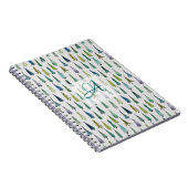 Winter Forest Pine Pattern Monogrammed Decor Notitieboek (Rechterzijde)