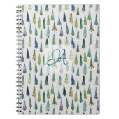 Winter Forest Pine Pattern Monogrammed Decor Notitieboek (Voorkant)