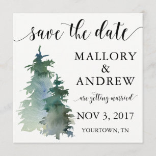 Winter Forest Pine Tree Save the Date