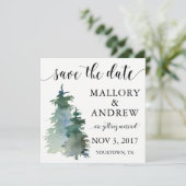 Winter Forest Pine Tree Save the Date (Staand voorkant)