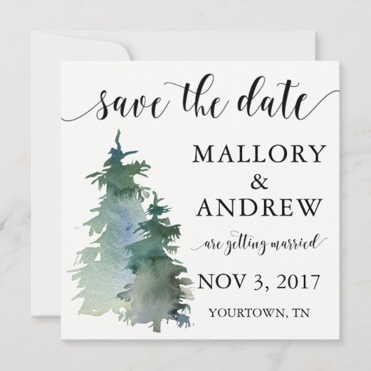 Winter Forest Pine Tree Save the Date (Voorkant)